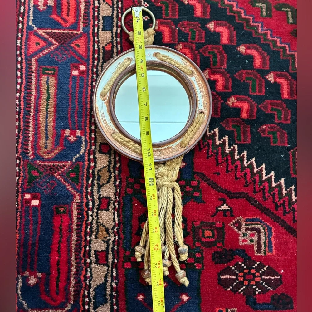 Vintage Studio Pottery Boho Mirror Wall Hanging